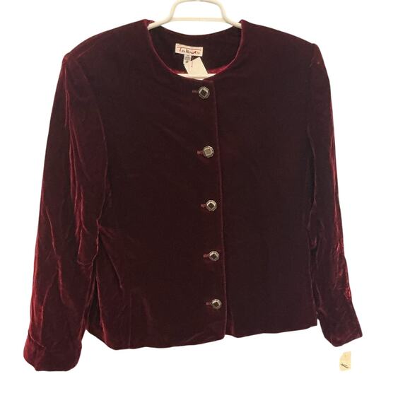 Vtg Talbots Womens Velvet Blazer Size 12 Vampire Whimsigoth Cola Red Jacket NEW - Picture 1 of 8